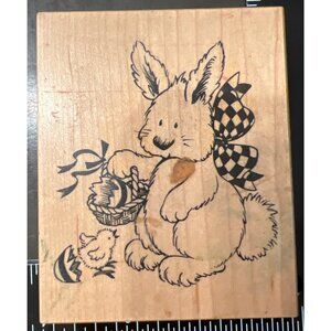 Vintage PSX 1999 Rubber Stamp Bunny & Chick Easter Scene G-2672